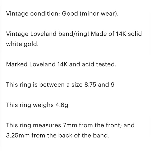 14K Loveland thick solid white gold 7mm vintage heavy size 9 band ring​​​​​​​ - Picture 11 of 11